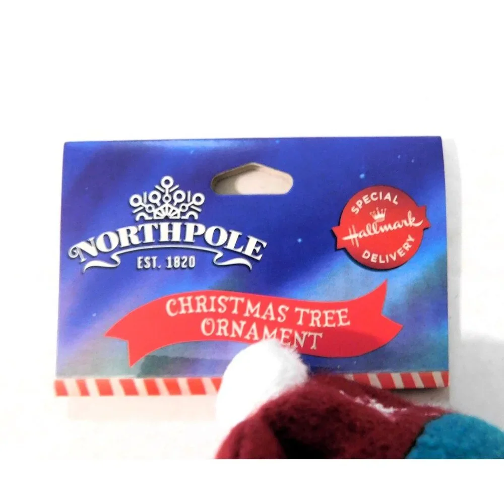 Hallmark Northpole Christmas Tree Ornament Plush Bear Candy Cane